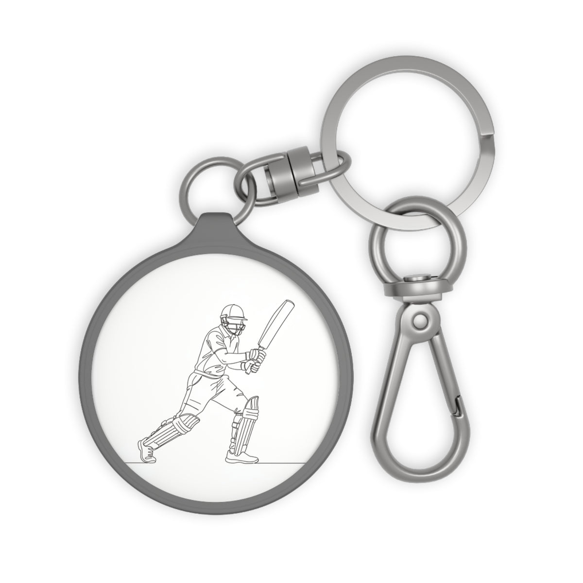 Keyring Bag Tag, Cricket Batsman run minimalist sketch design
