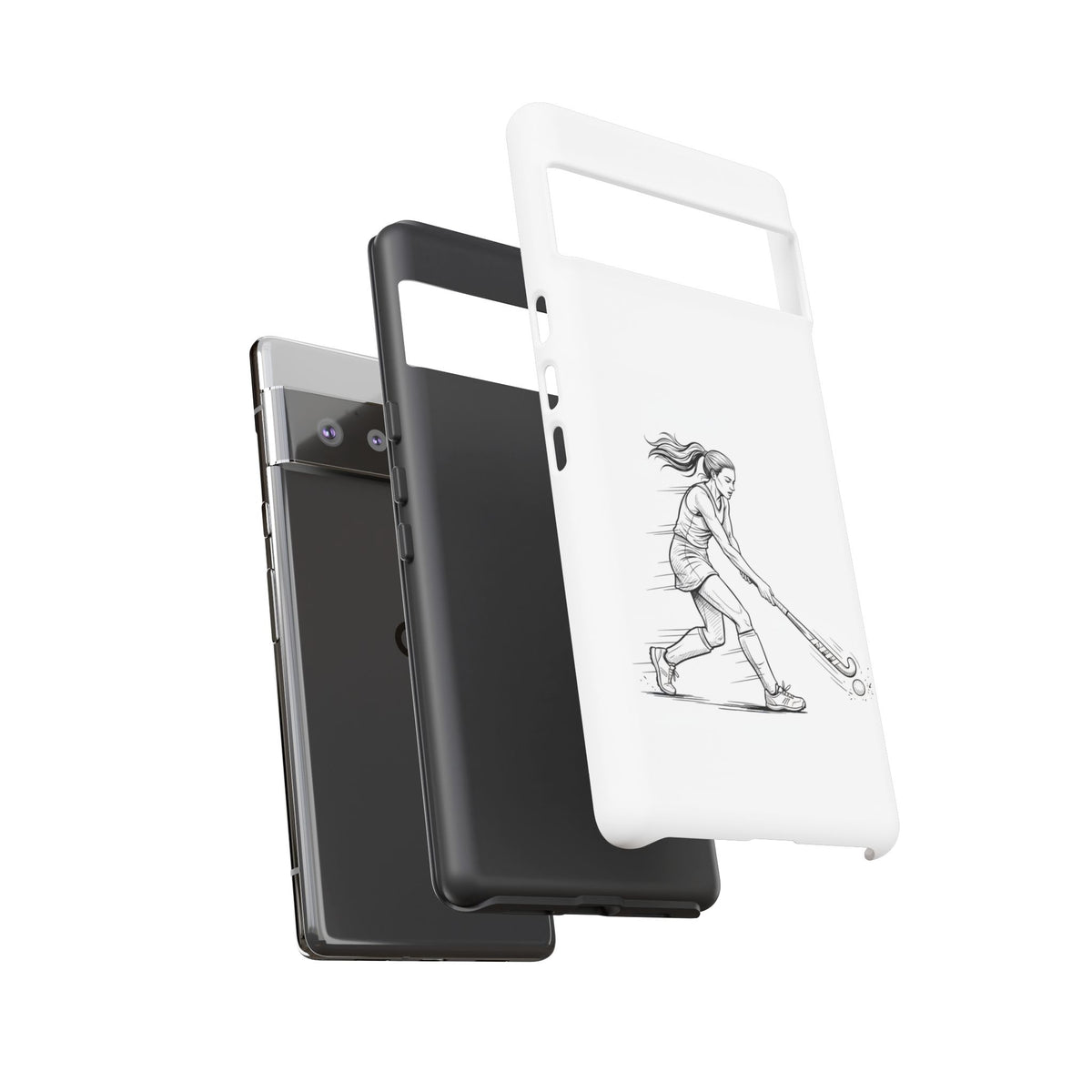 Phone Case, Hockey, Female  Player Minimalist sketch design, Tough Case