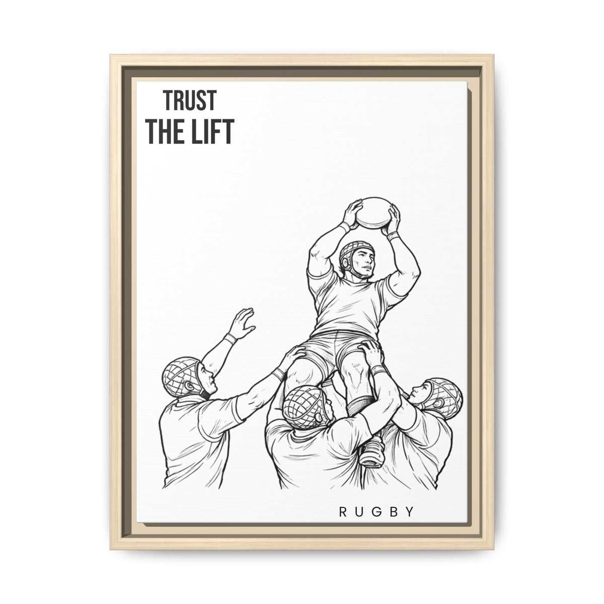 Print, Rugby Line-Out Trust The Lift , Matte Canvas Print Framed Art