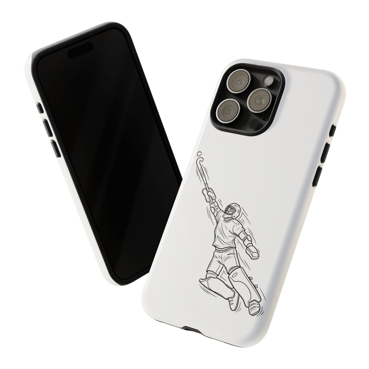 Hockey Goalkeeper Sketch Phone Case — Minimalist Sports Protective Cover