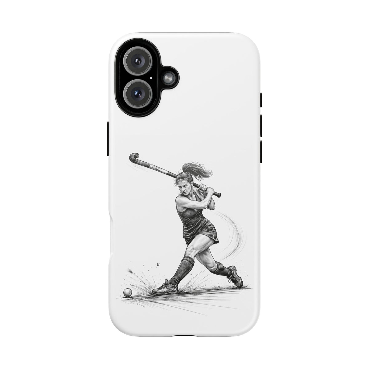 Phone Case, Hockey, Female Player "Tomahawk" shot design, Tough Case