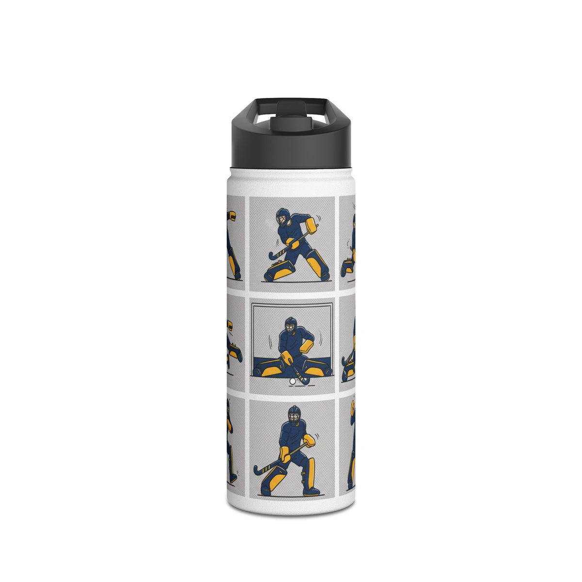 Water Bottle, Hockey Goalkeeper Illustration,  Stainless Steel