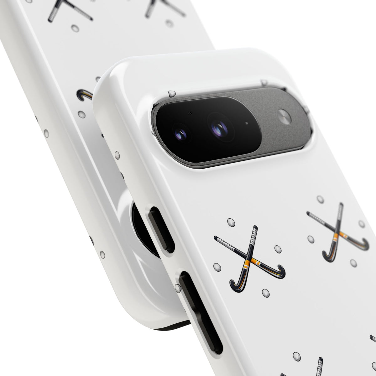 Phone Case, Hockey Repeated Crossed Sticks & Balls Pattern, Tough Case