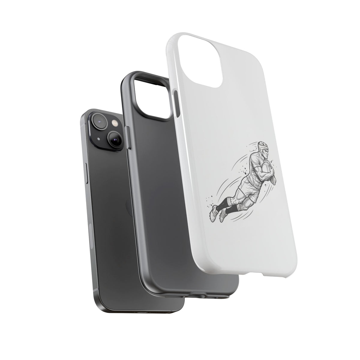 Phone Case, Rugby Try Swan Dive Minimalist Sketch design, Tough Case