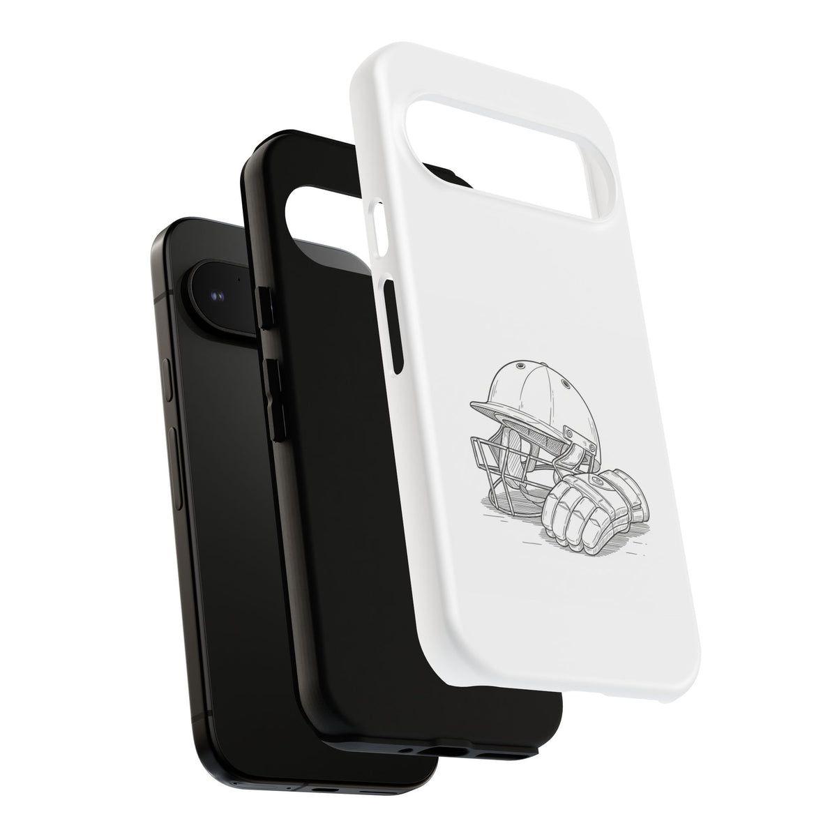 Phone Case, Cricket Gloves & Helmet Sketch, Tough Case
