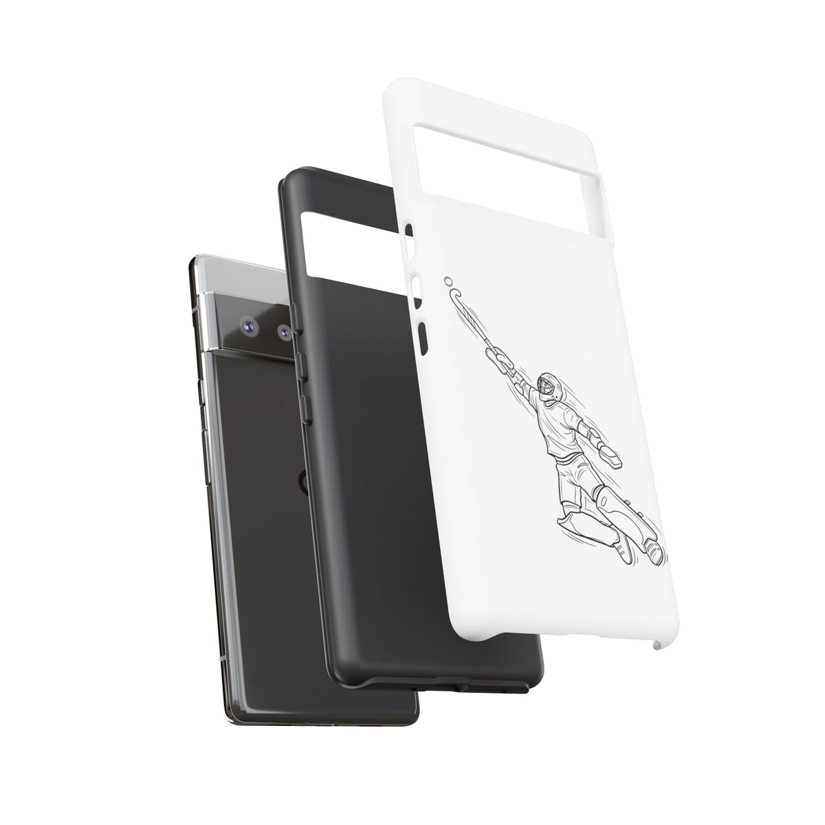 Hockey Goalkeeper Sketch Phone Case — Minimalist Sports Protective Cover