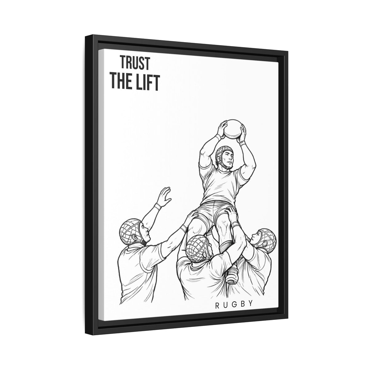 Print, Rugby Line-Out Trust The Lift , Matte Canvas Print Framed Art