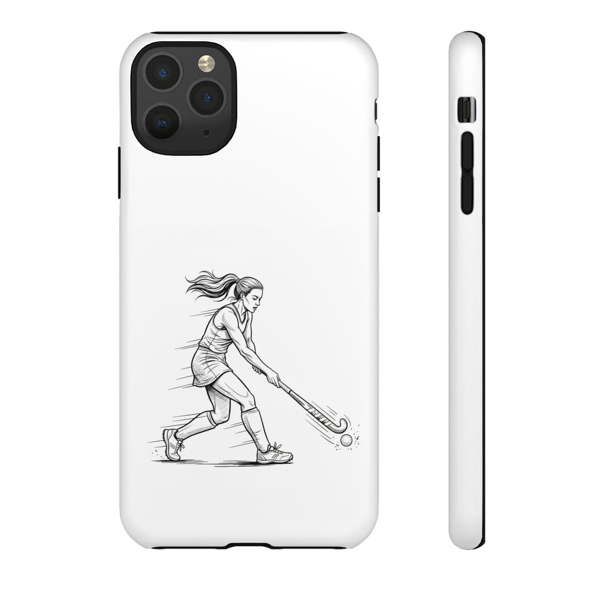 Phone Case, Hockey, Female  Player Minimalist sketch design, Tough Case