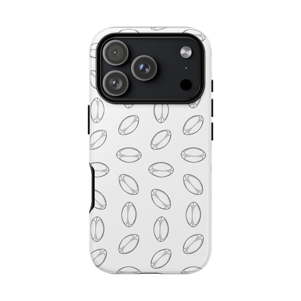 Phone Case, Rugby Ball Minimalist Sketch Pattern, Tough Case