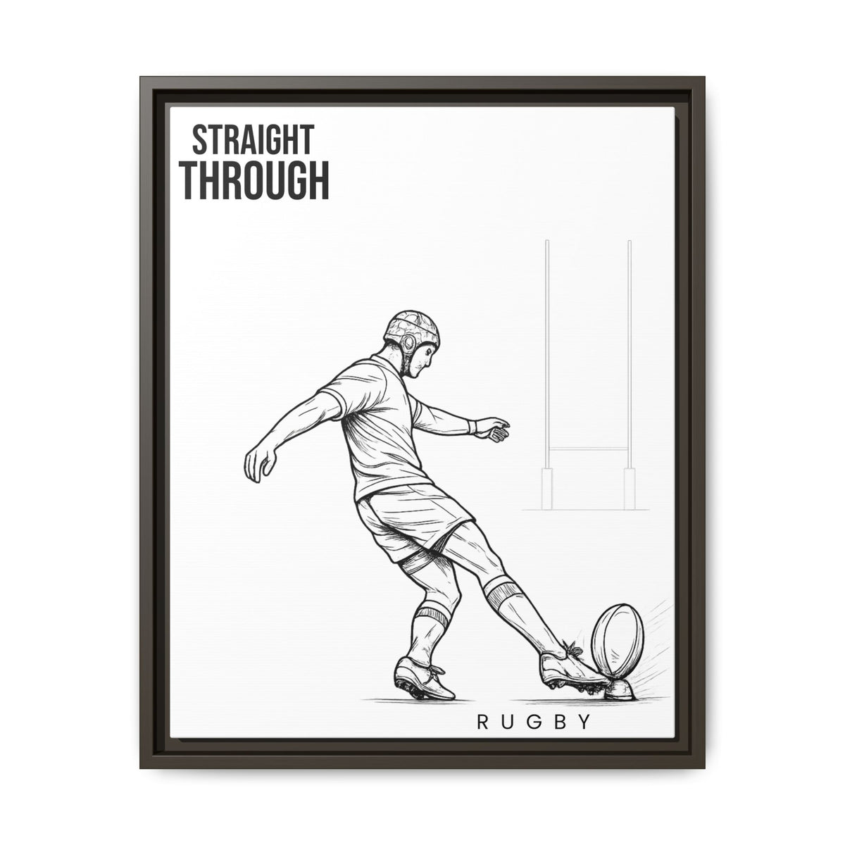 Print, Rugby Conversion Kick - Straight Through, Matte Canvas Print Framed Art