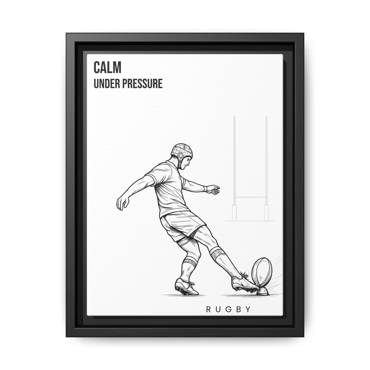 Print, Rugby Conversion Kick - Calm Under Pressure, Matte Canvas Print Framed Art
