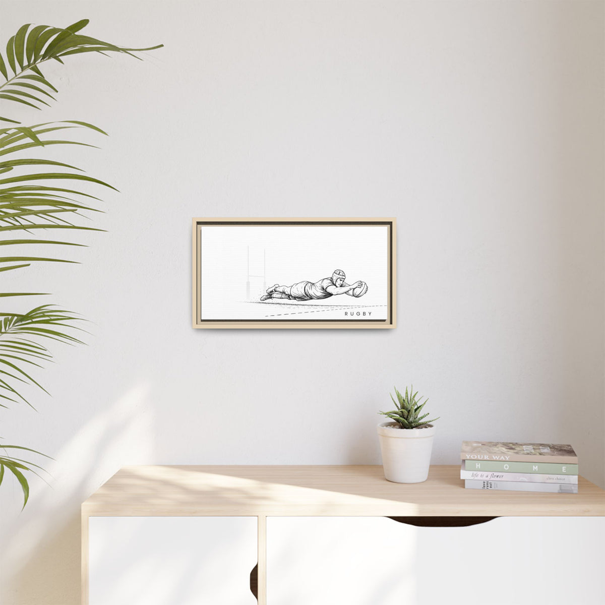 Print, Rugby Try, Matte Canvas Framed Wall Art