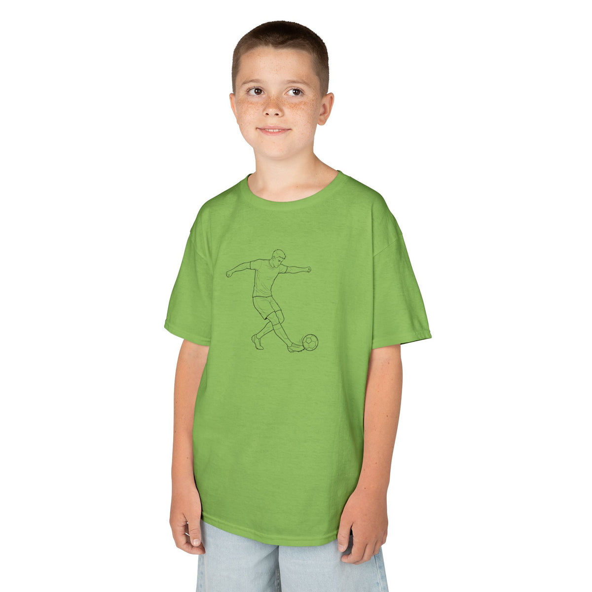 T Shirt Kids, Football, Free Kick minimalist sketch design, Cotton, Various Colours