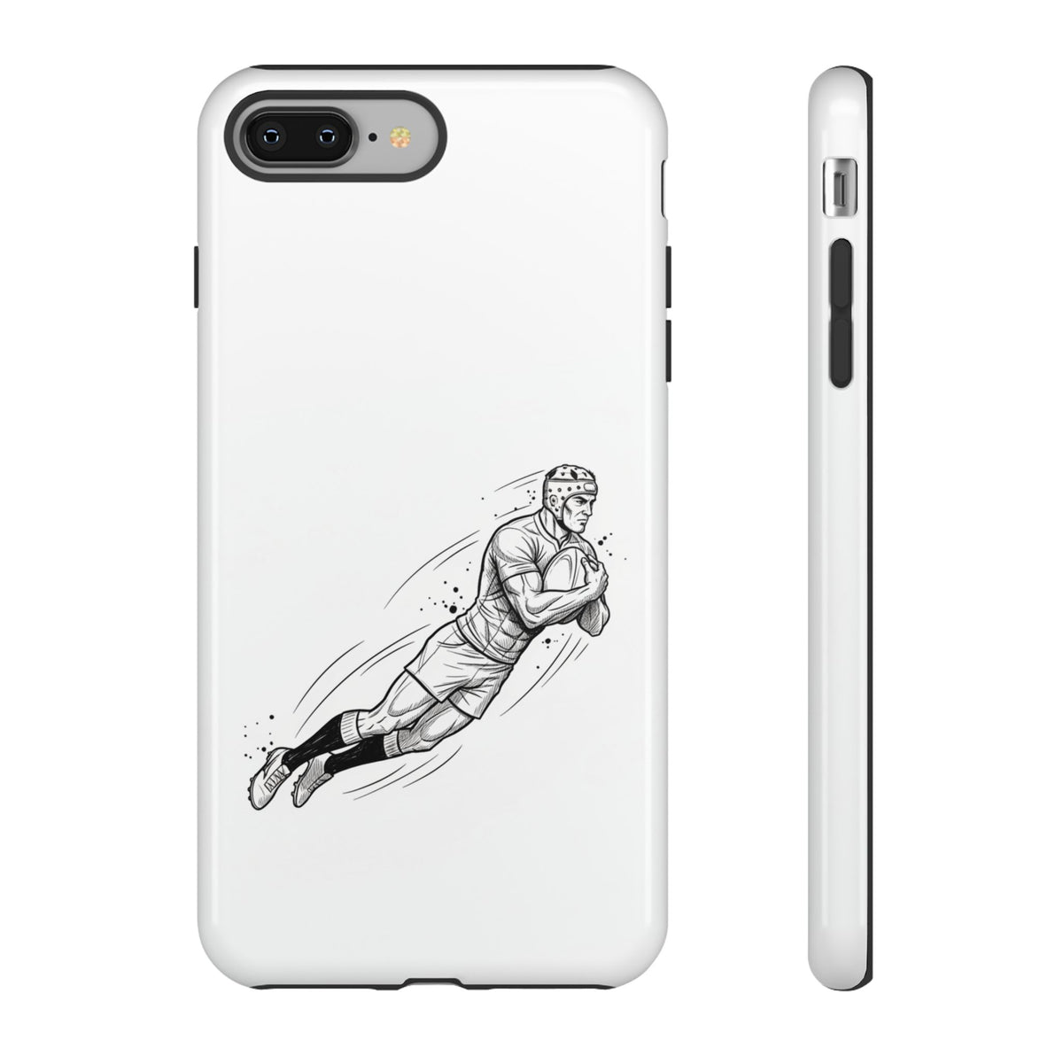 Phone Case, Rugby Try Swan Dive Minimalist Sketch design, Tough Case