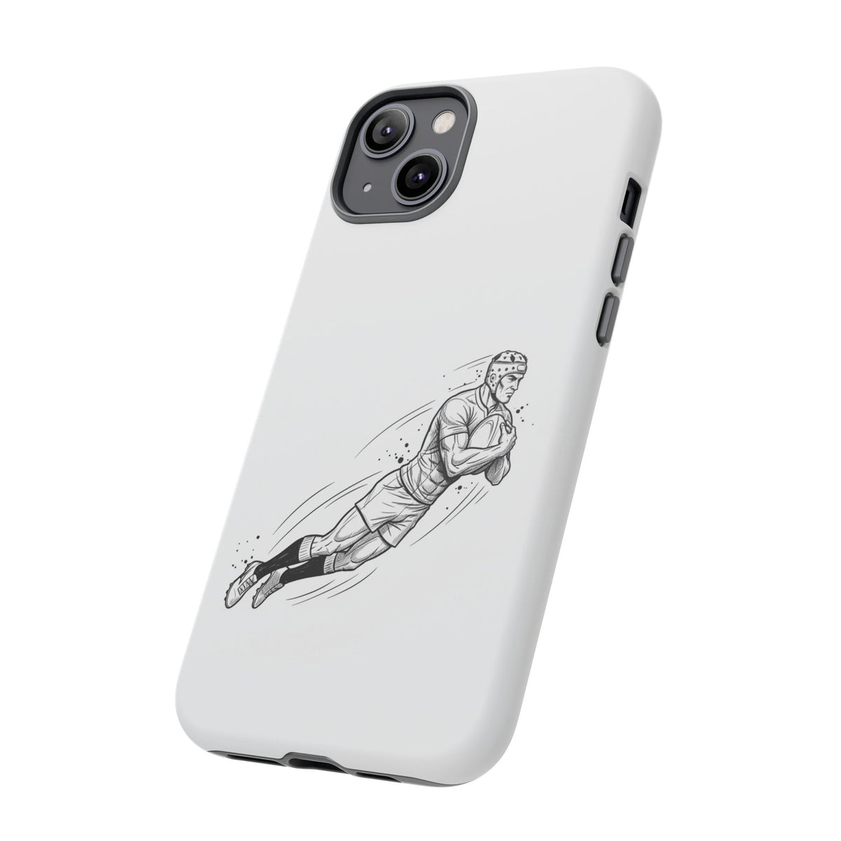 Phone Case, Rugby Try Swan Dive Minimalist Sketch design, Tough Case