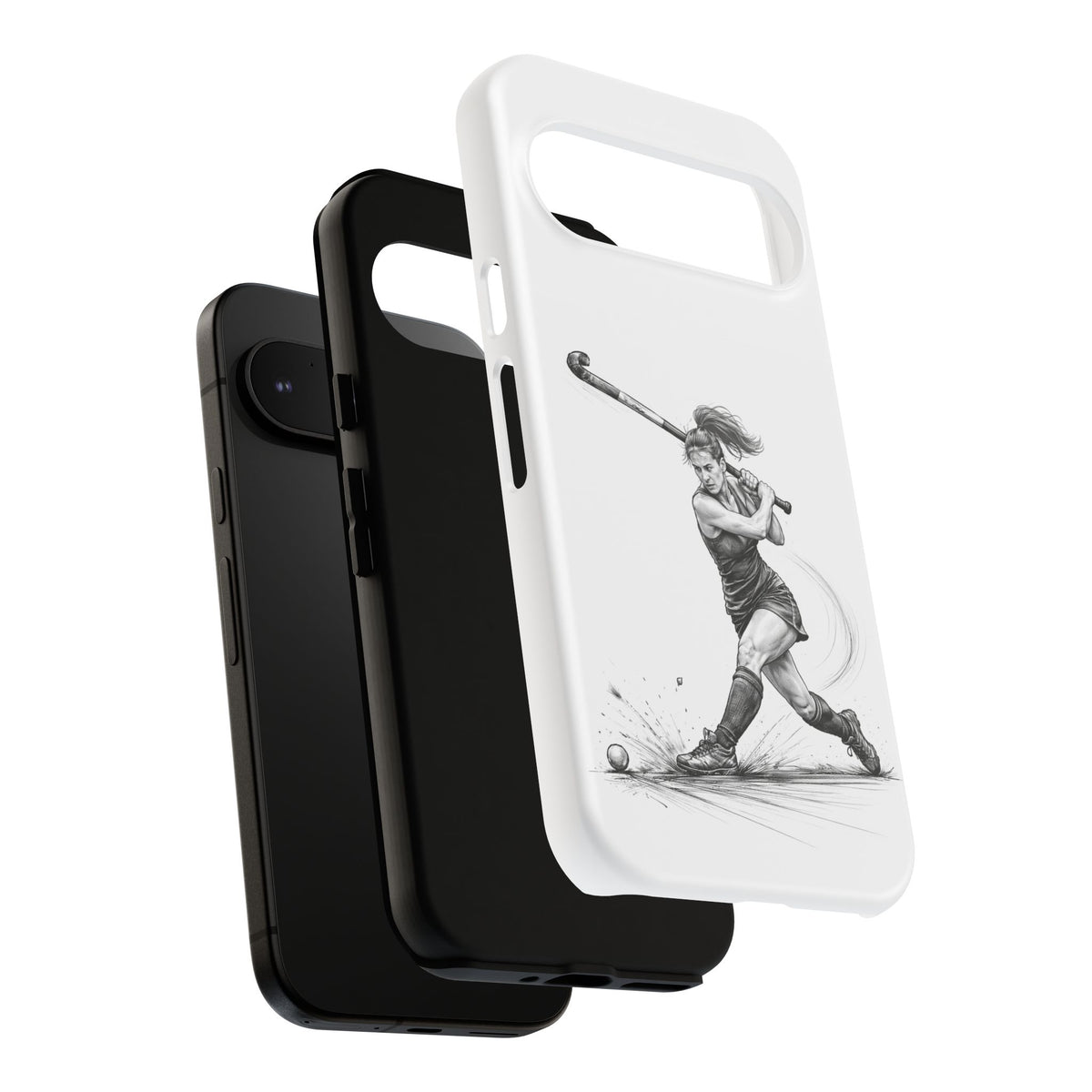 Phone Case, Hockey, Female Player "Tomahawk" shot design, Tough Case