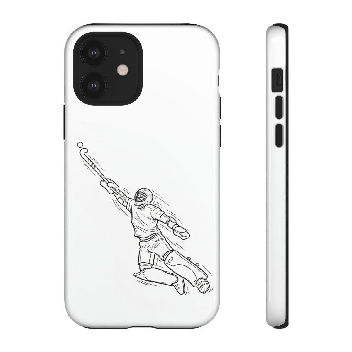 Hockey Goalkeeper Sketch Phone Case — Minimalist Sports Protective Cover