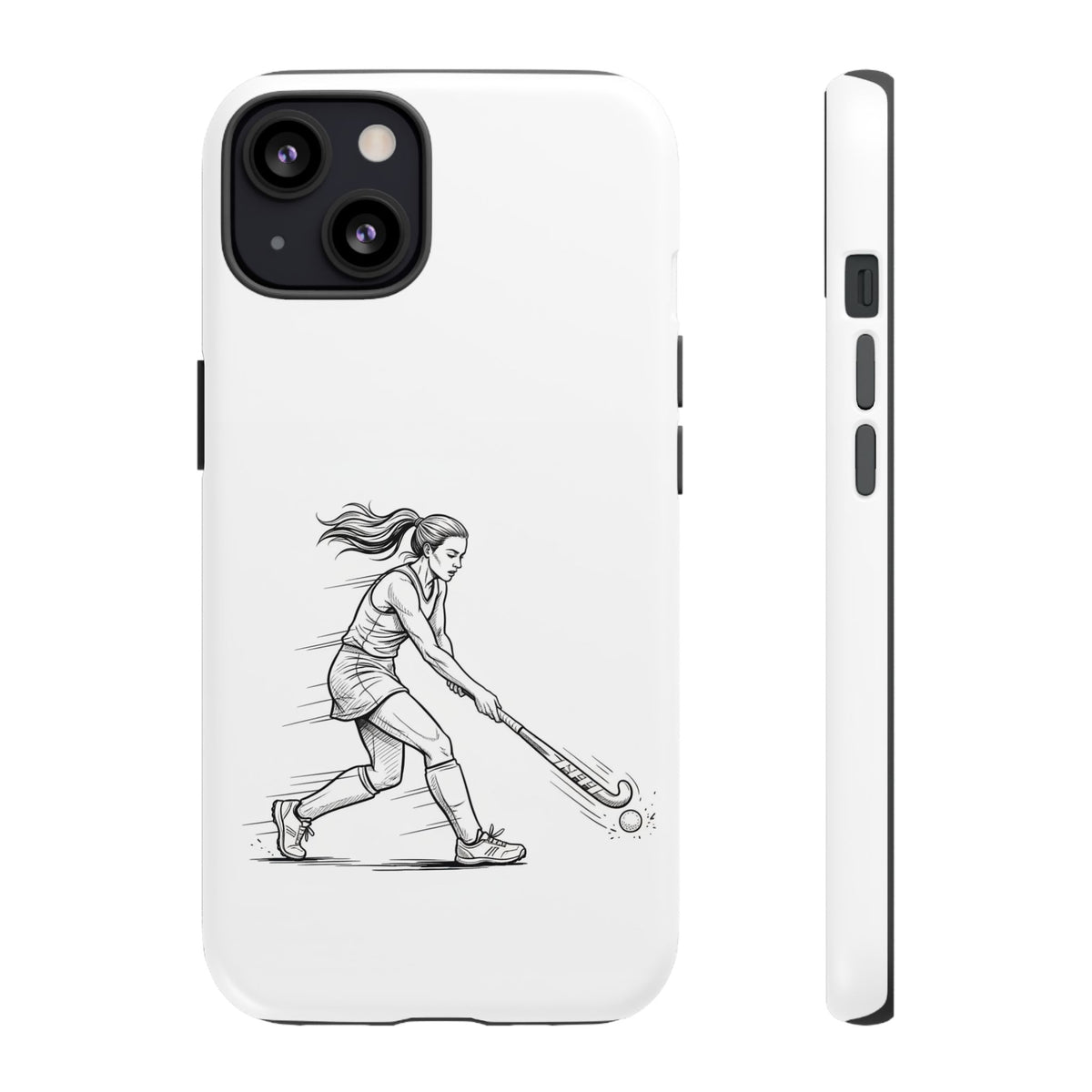 Phone Case, Hockey, Female  Player Minimalist sketch design, Tough Case