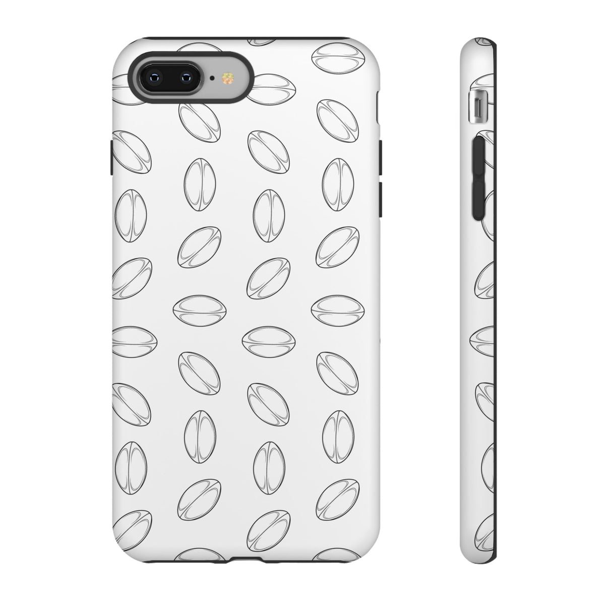 Phone Case, Rugby Ball Minimalist Sketch Pattern, Tough Case