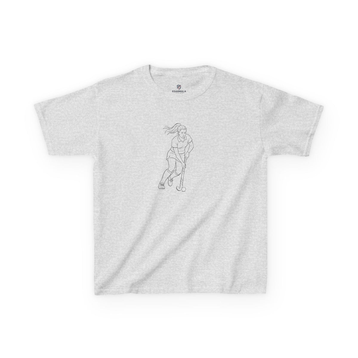 T Shirt Kids, Hockey female player minimalist sketch design, Cotton, Various Colours