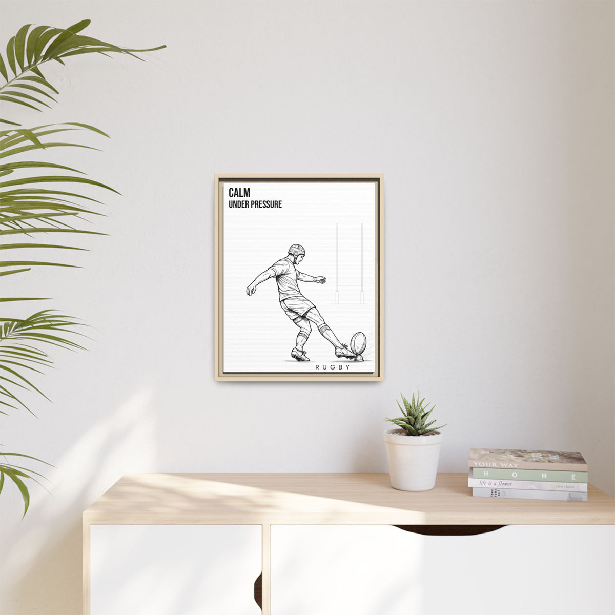 Print, Rugby Conversion Kick - Calm Under Pressure, Matte Canvas Print Framed Art