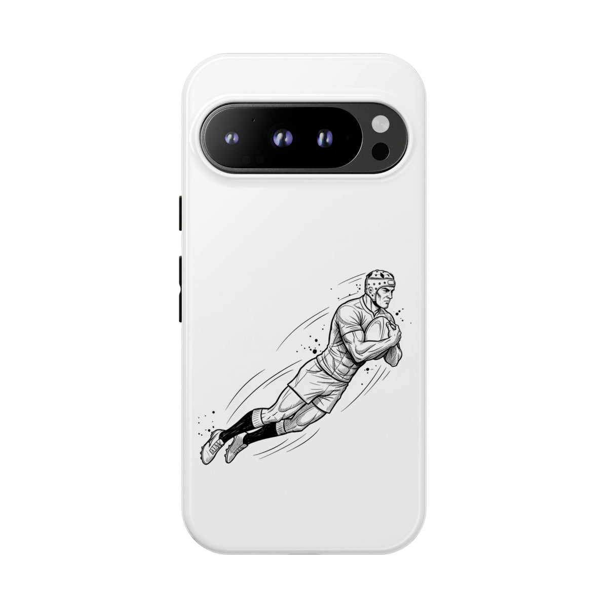 Phone Case, Rugby Try Swan Dive Minimalist Sketch design, Tough Case