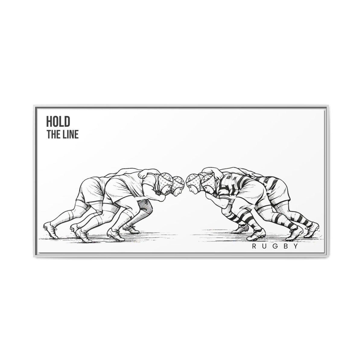 Print, Rugby Scrum, "Hold the Line" , Matte Canvas Print Framed Art