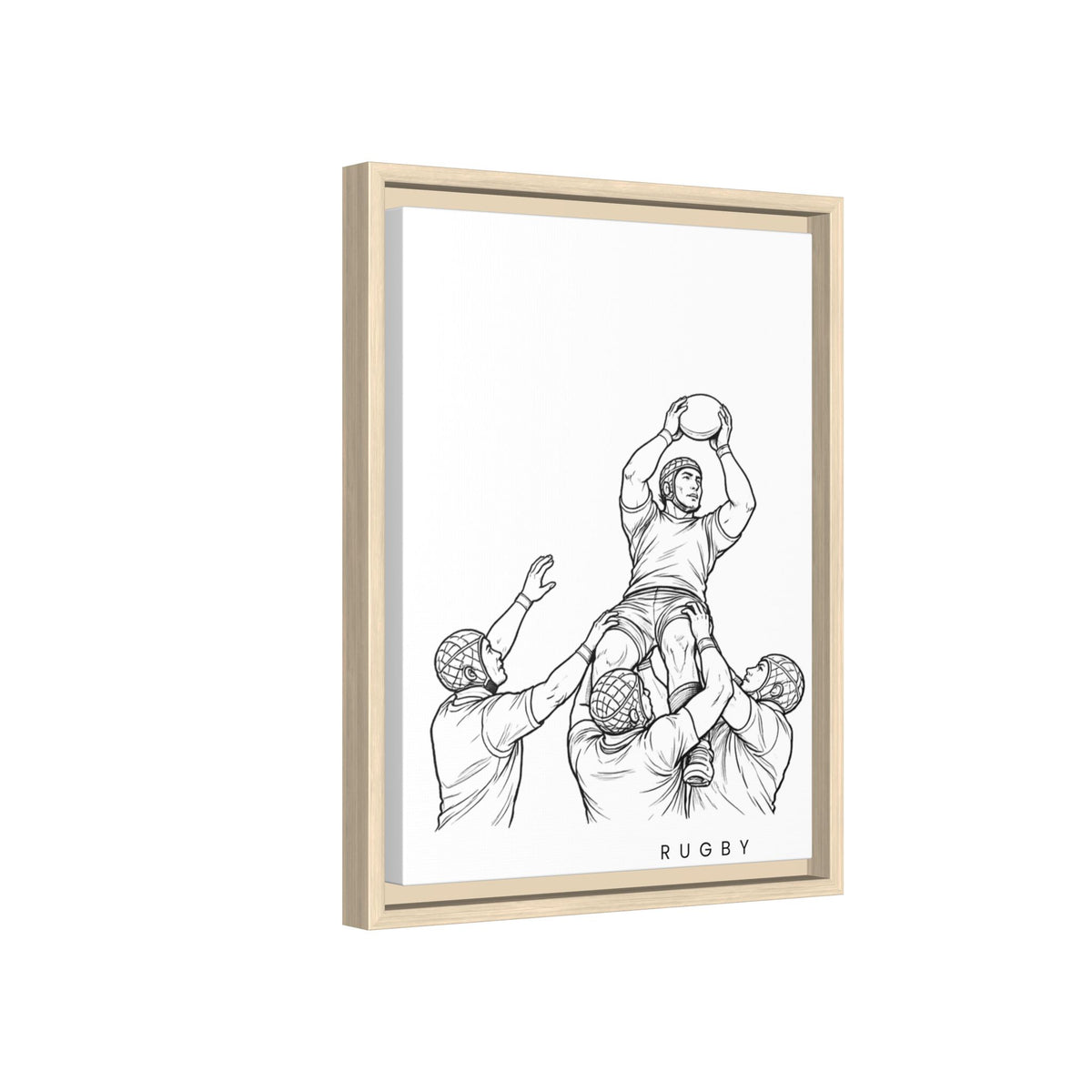 Print, Rugby Line-Out, Matte Canvas Print Framed Art