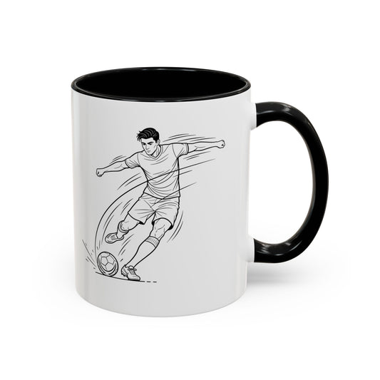 Mug, Football Players, Minimalistic Sketch design, Ceramic 325ml / 11oz, CHOICE of coloured inner