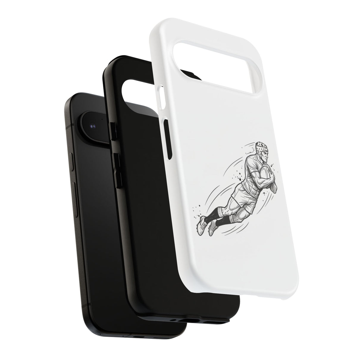 Phone Case, Rugby Try Swan Dive Minimalist Sketch design, Tough Case