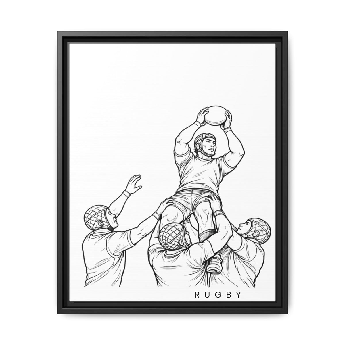 Print, Rugby Line-Out, Matte Canvas Print Framed Art