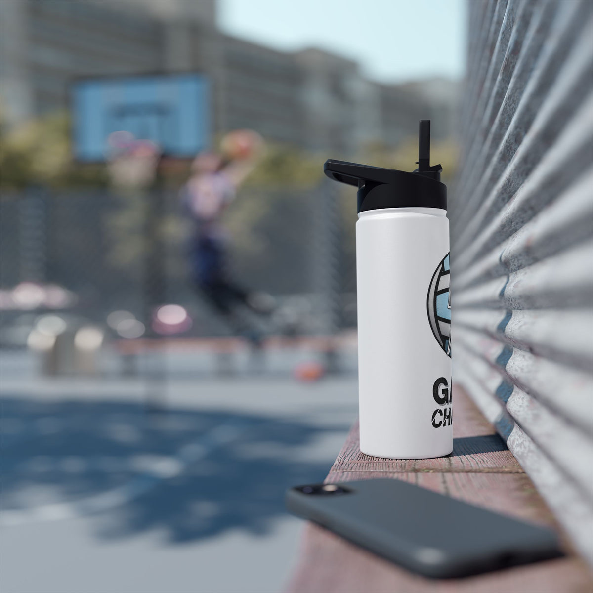 Water Bottle, Netball Graphic "Game Changer" Quote, Stainless Steel