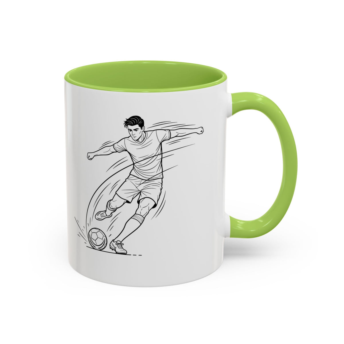 Mug, Football Players, Minimalistic Sketch design, Ceramic 325ml / 11oz, CHOICE of coloured inner