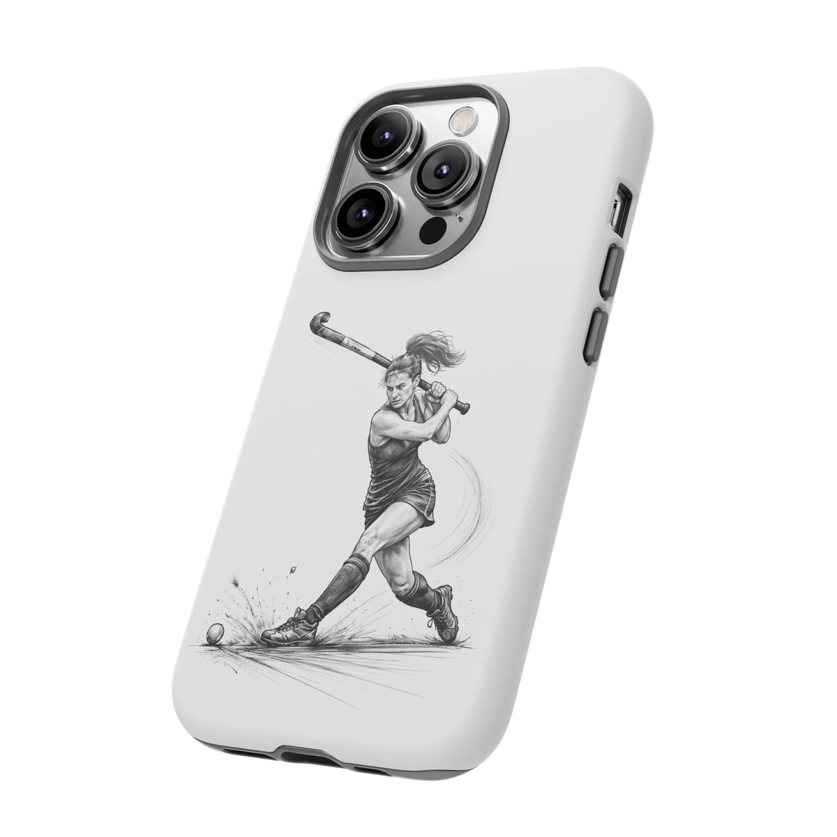 Phone Case, Hockey, Female Player "Tomahawk" shot design, Tough Case