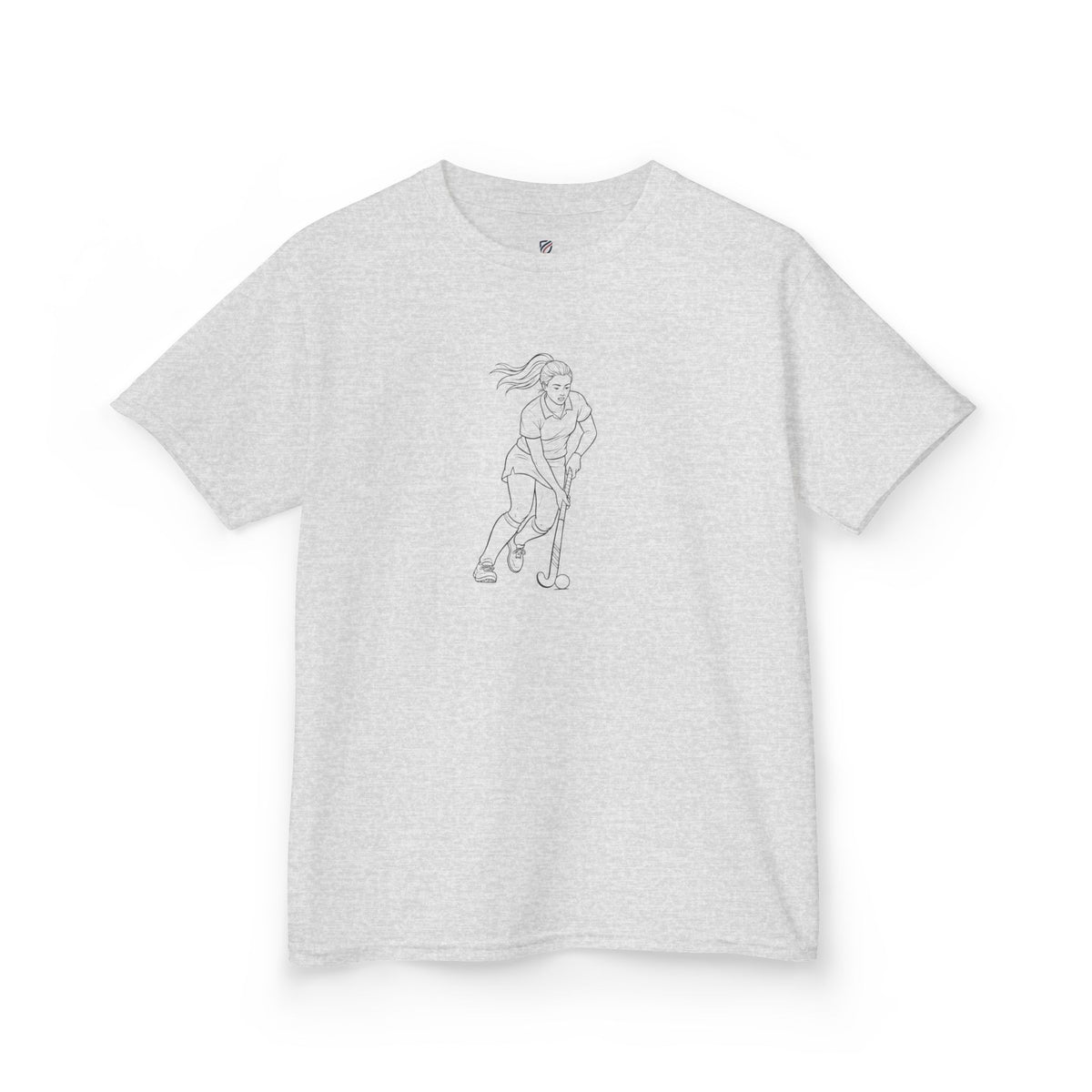 T Shirt Kids, Hockey female player minimalist sketch design, Cotton, Various Colours