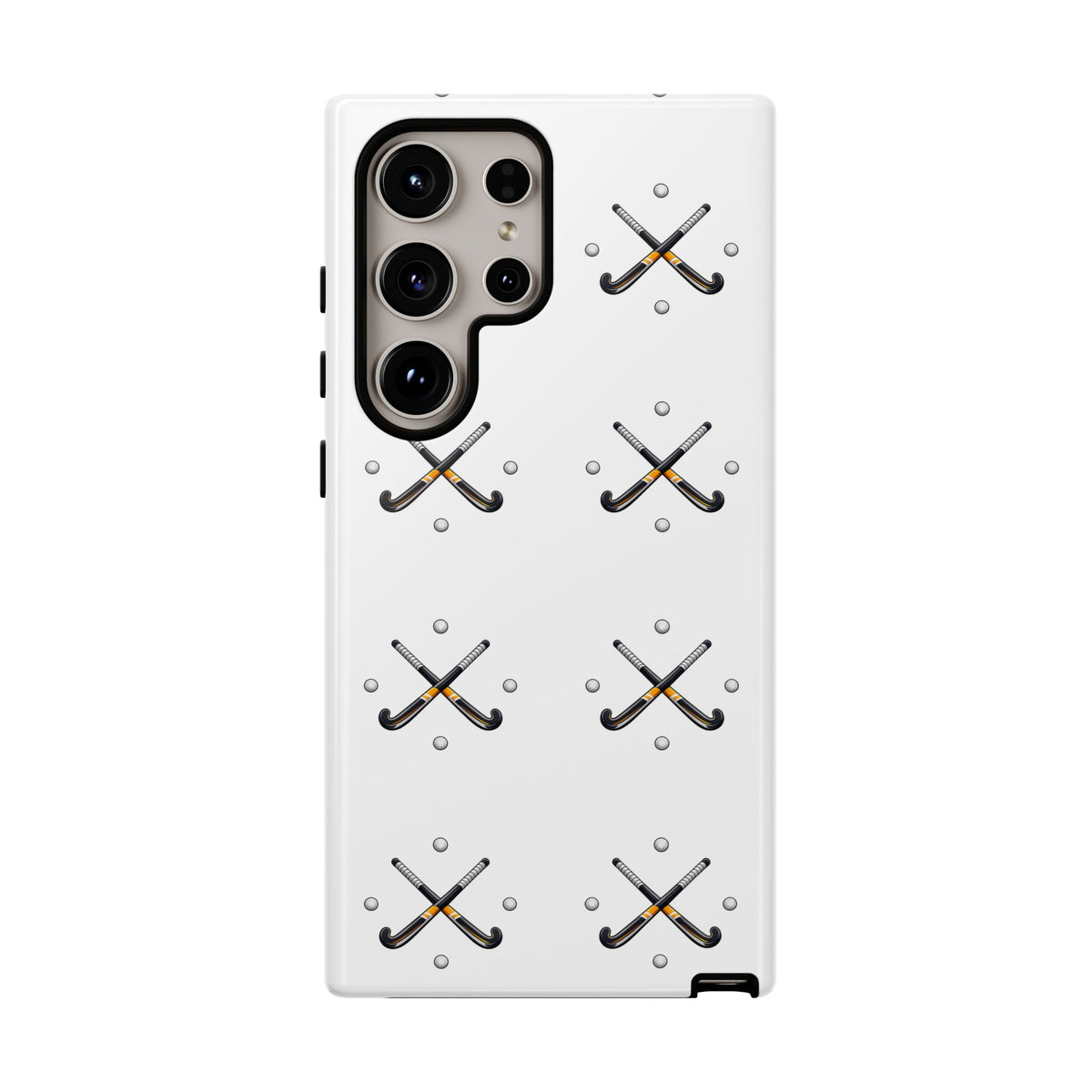 Phone Case, Hockey Repeated Crossed Sticks & Balls Pattern, Tough Case