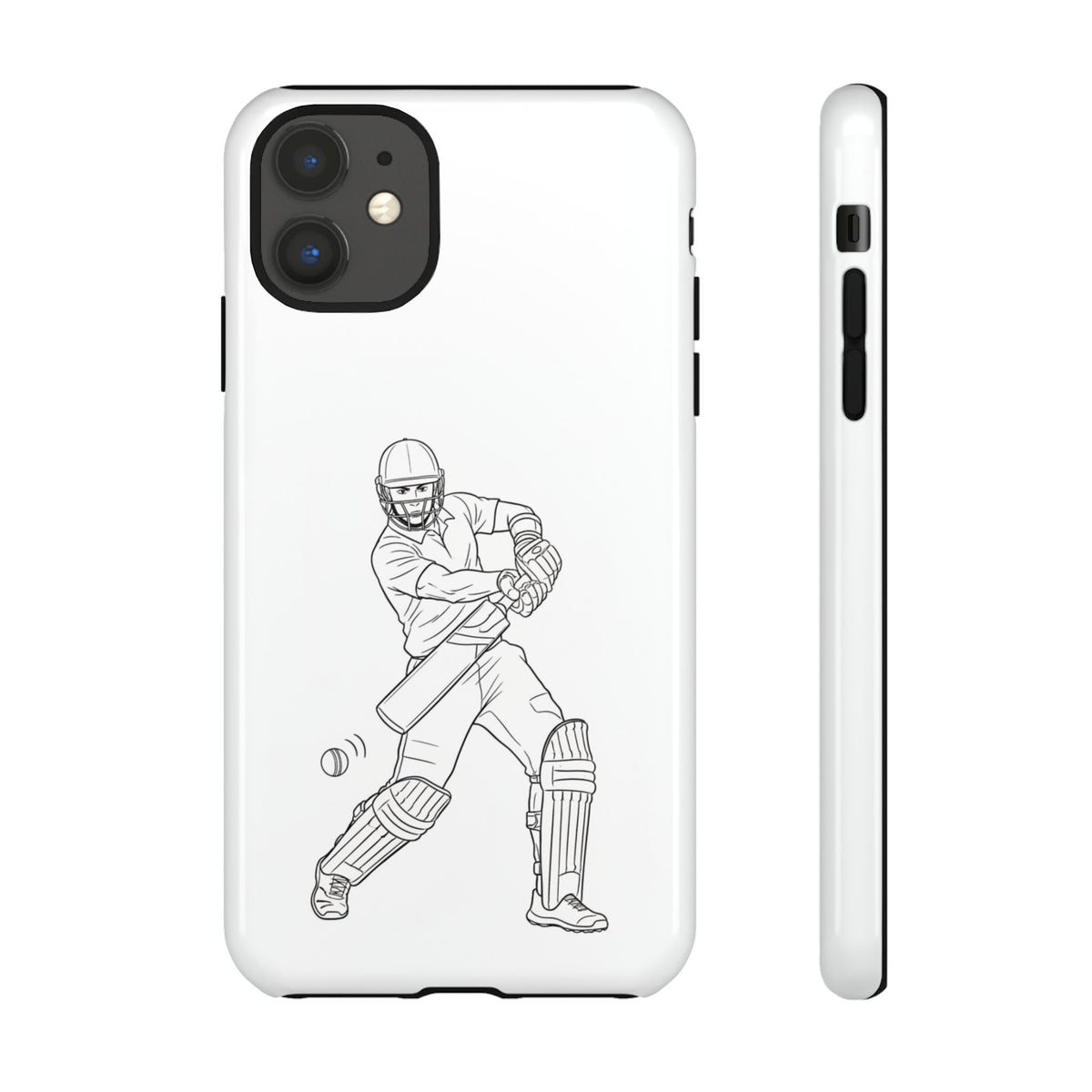 Phone Case, Cricket Batsman Sketch, Tough Case