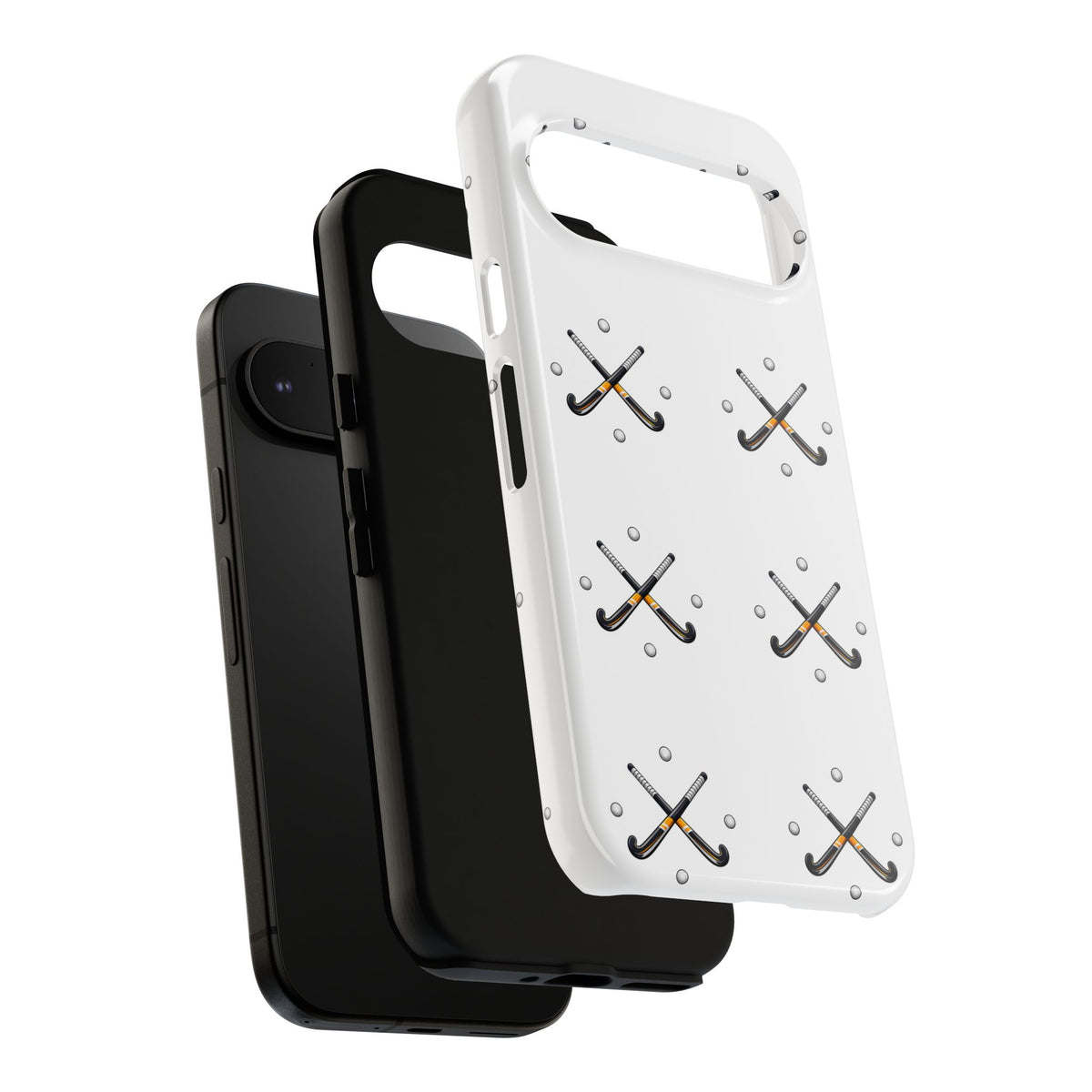 Phone Case, Hockey Repeated Crossed Sticks & Balls Pattern, Tough Case
