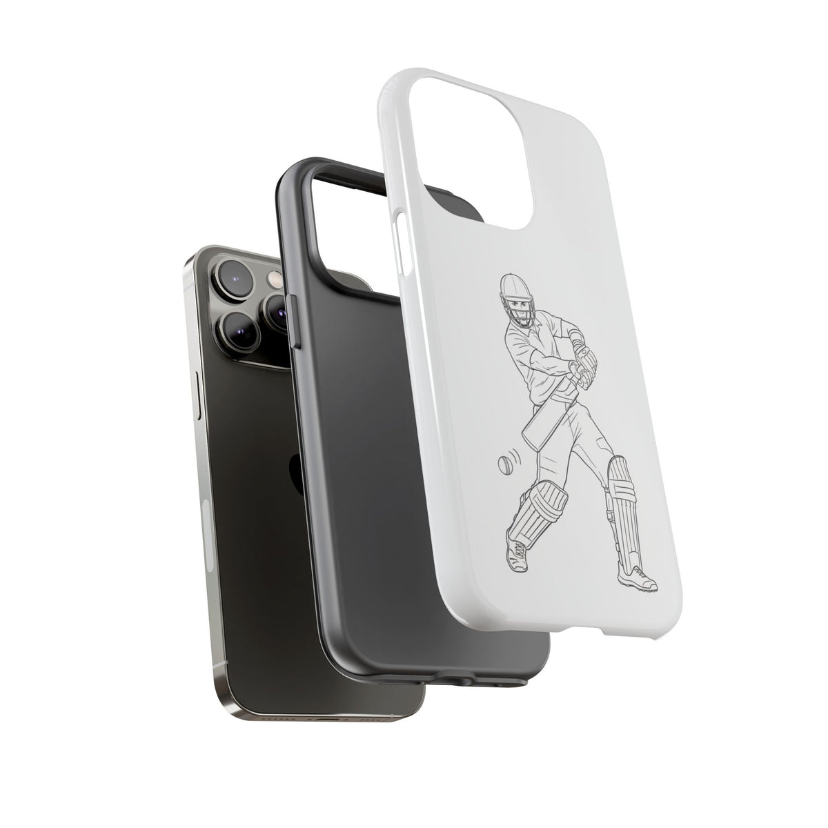 Phone Case, Cricket Batsman Sketch, Tough Case