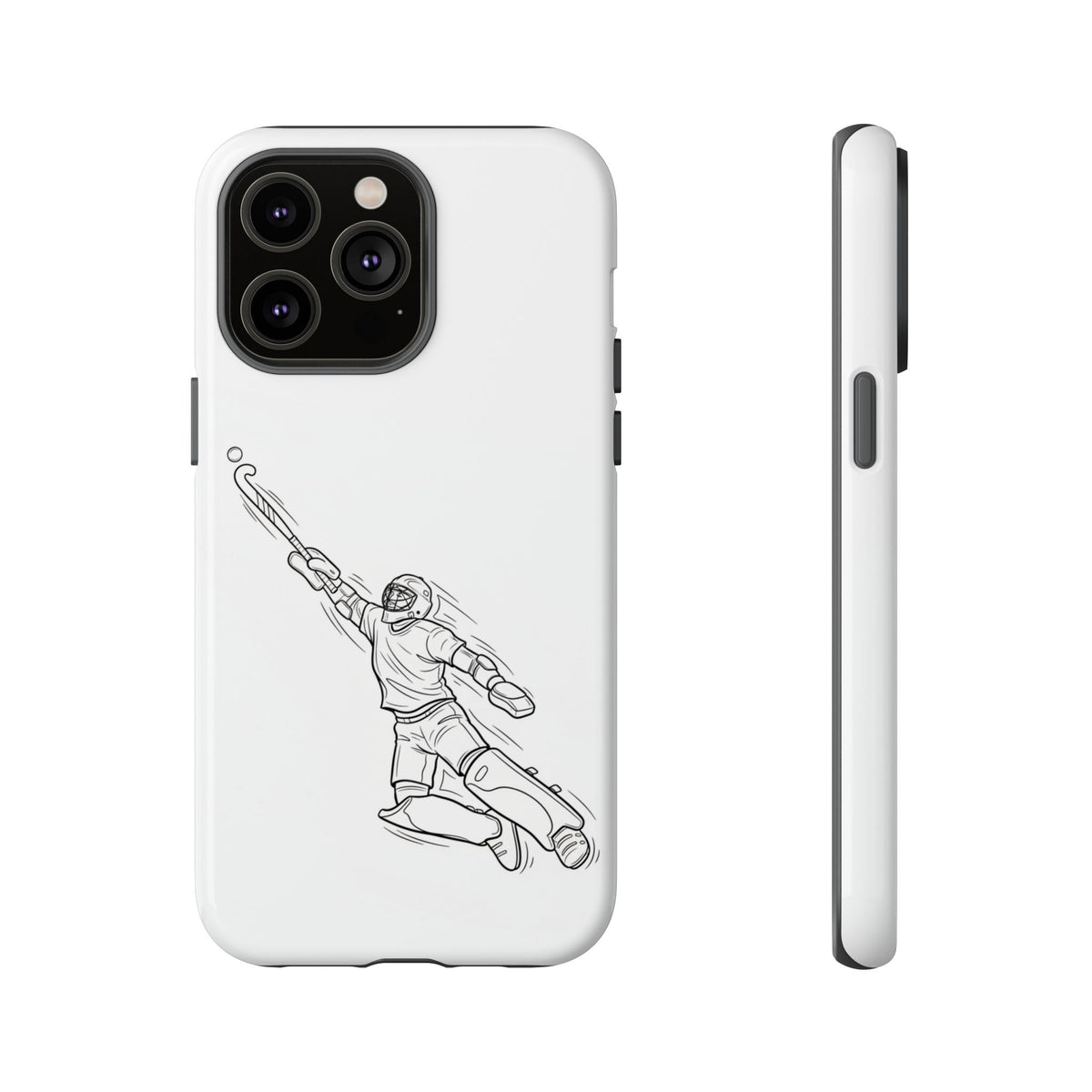 Hockey Goalkeeper Sketch Phone Case — Minimalist Sports Protective Cover