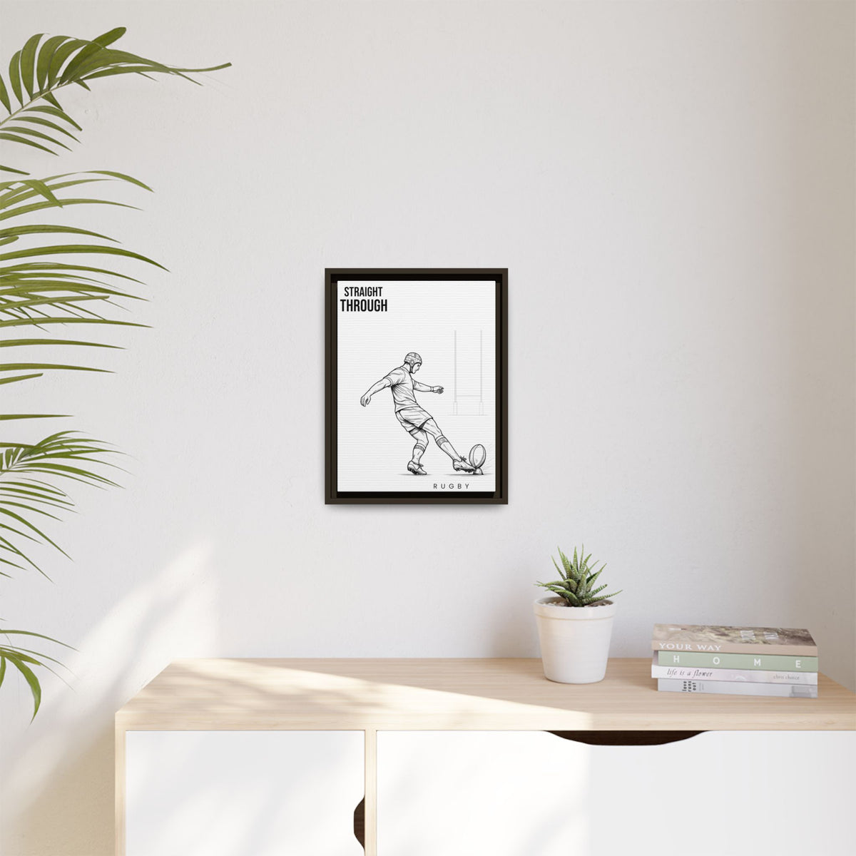 Print, Rugby Conversion Kick - Straight Through, Matte Canvas Print Framed Art