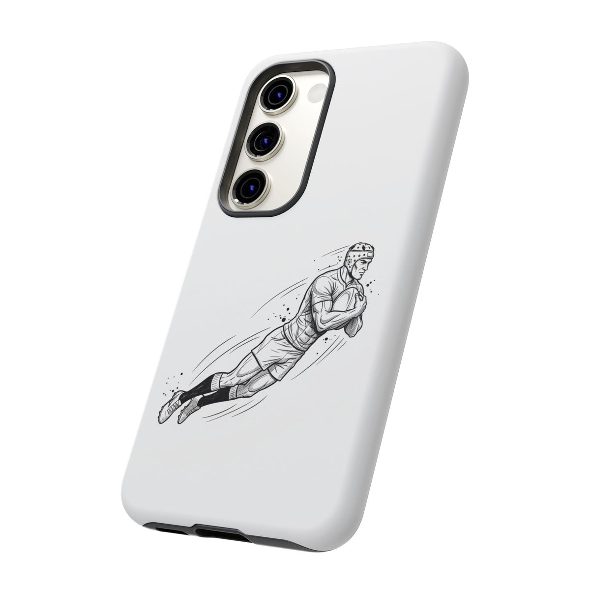 Phone Case, Rugby Try Swan Dive Minimalist Sketch design, Tough Case