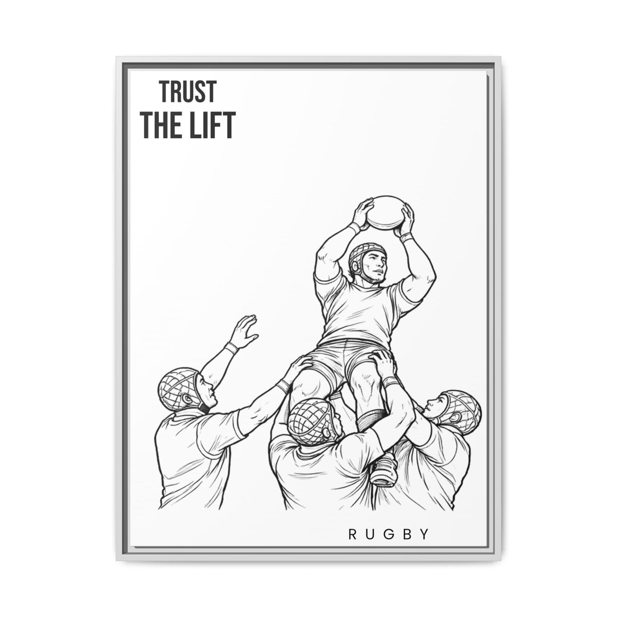 Print, Rugby Line-Out Trust The Lift , Matte Canvas Print Framed Art