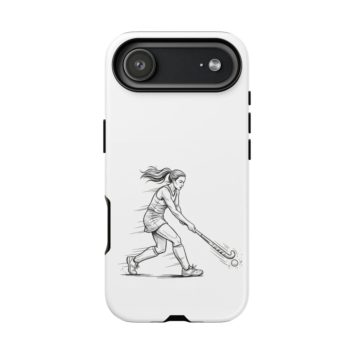 Phone Case, Hockey, Female  Player Minimalist sketch design, Tough Case