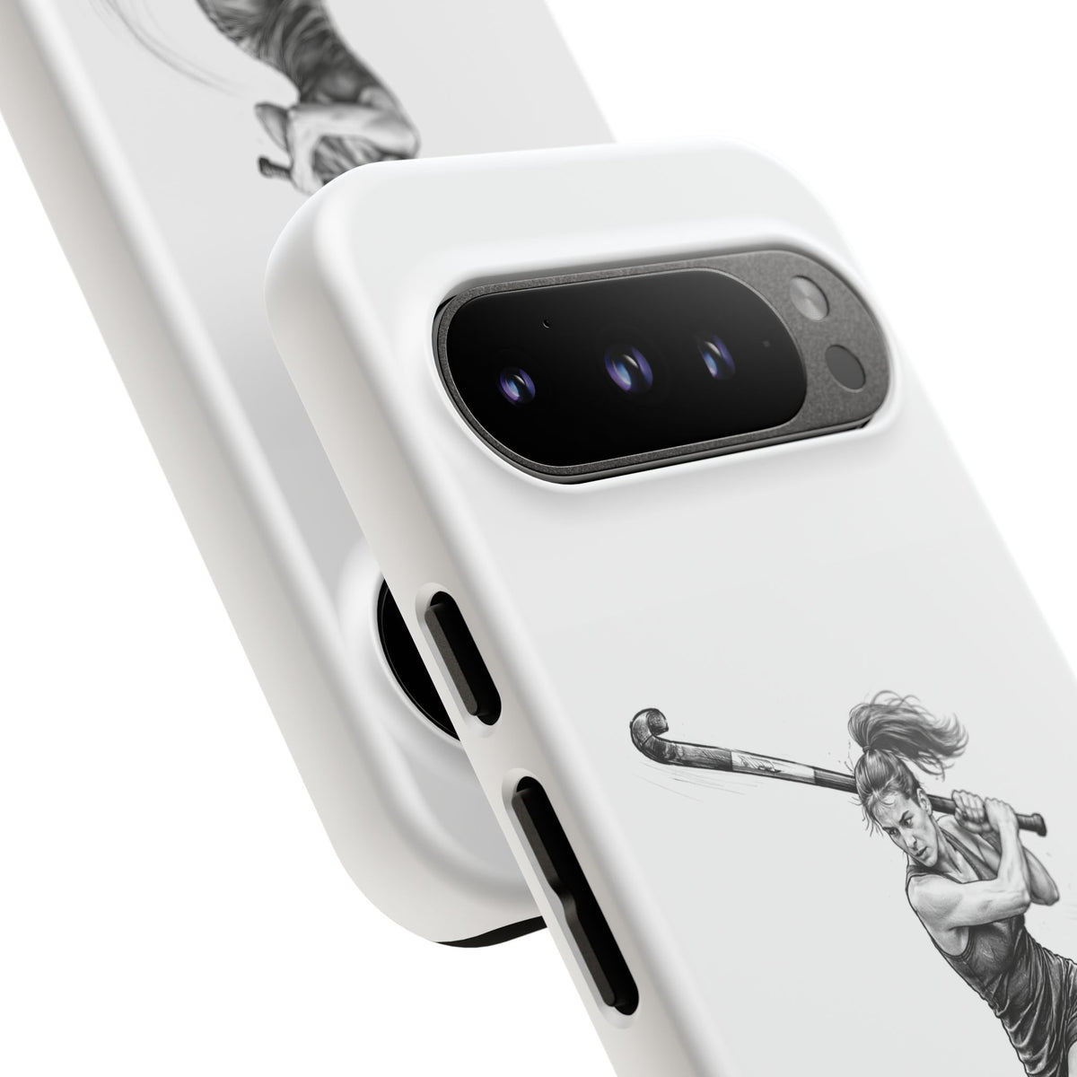 Phone Case, Hockey, Female Player "Tomahawk" shot design, Tough Case