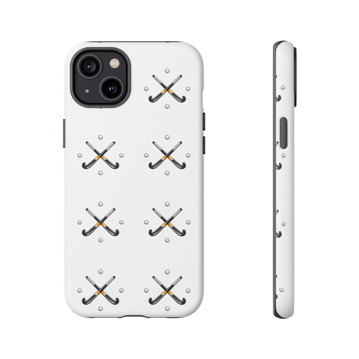 Phone Case, Hockey Repeated Crossed Sticks & Balls Pattern, Tough Case
