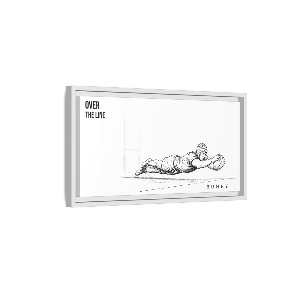 Print, Rugby Try, "Over The Line"  Matte Canvas Framed Wall Art