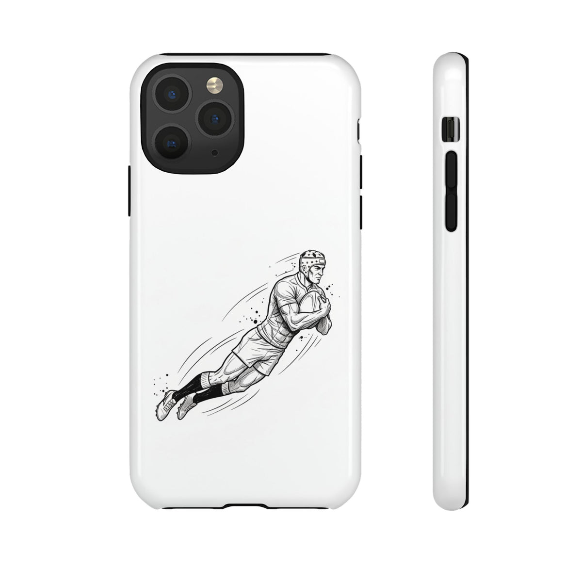 Phone Case, Rugby Try Swan Dive Minimalist Sketch design, Tough Case