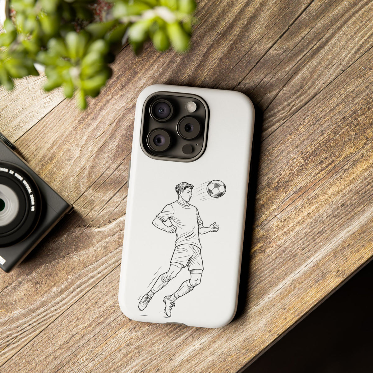 Phone Case, Football Chest-control Minimalist sketch Design, Tough Case