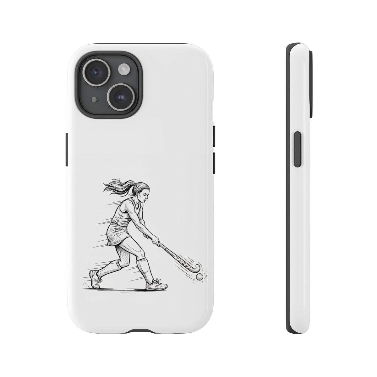 Phone Case, Hockey, Female  Player Minimalist sketch design, Tough Case